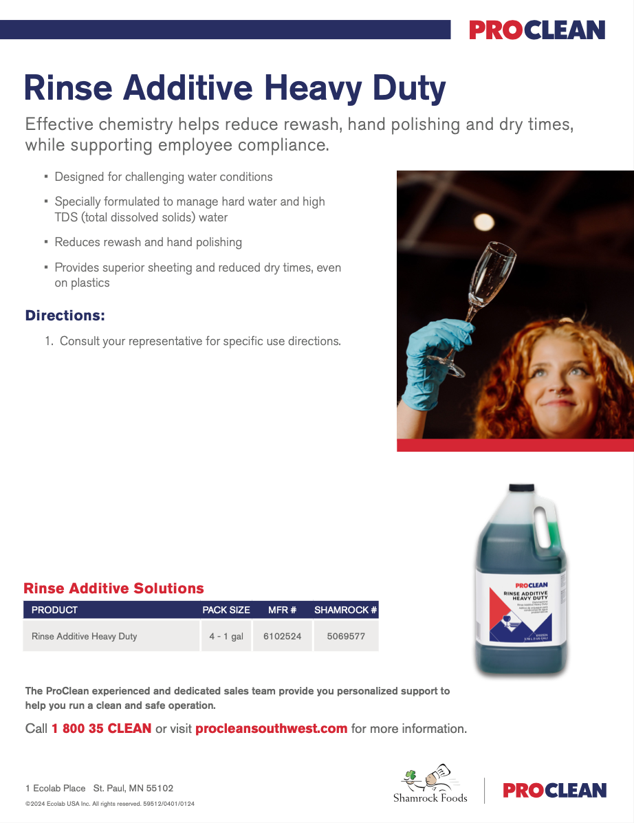 ProClean Rinse Additive Heavy Duty Sell Sheet