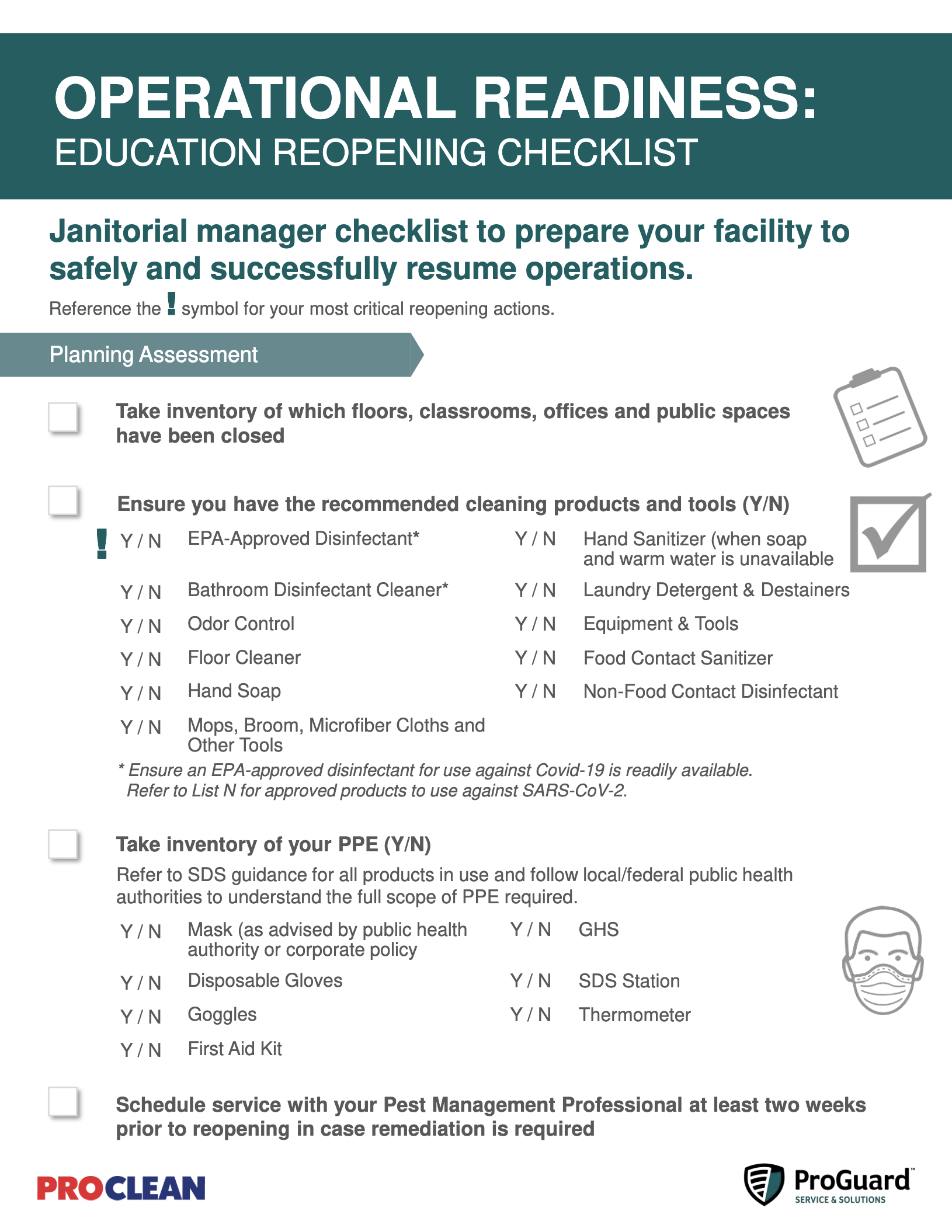 Operational Readiness: Education Reopening Checklist – Janitorial Manager